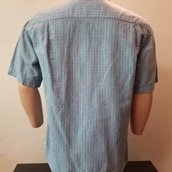 Men's Blue Plaid American Eagle Button Down Shirt - Picture 2 of 2